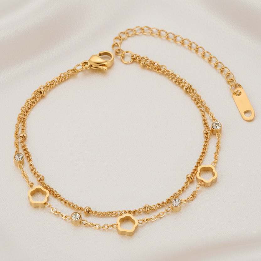 Double layered flower bracelet